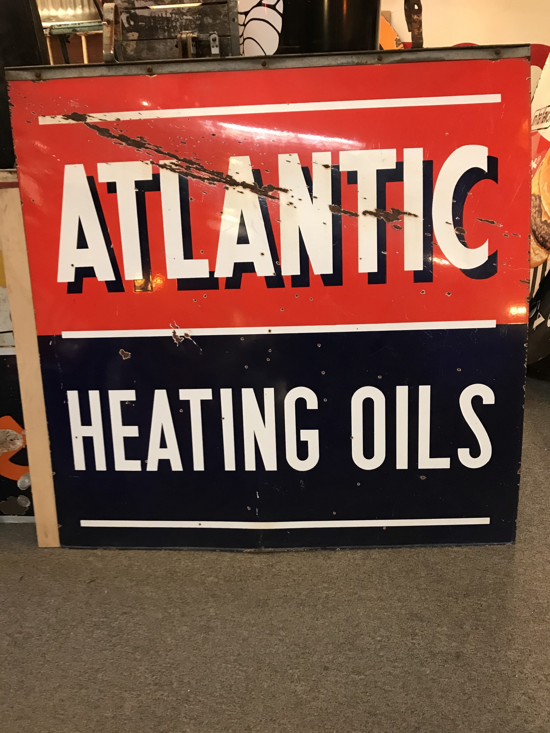 AtlanticHeatingOilsSignDoubleSidedPorcelainGasStationSign48